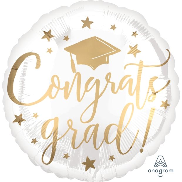 Gold Writing Congrats Grad Foil Balloon 45cm