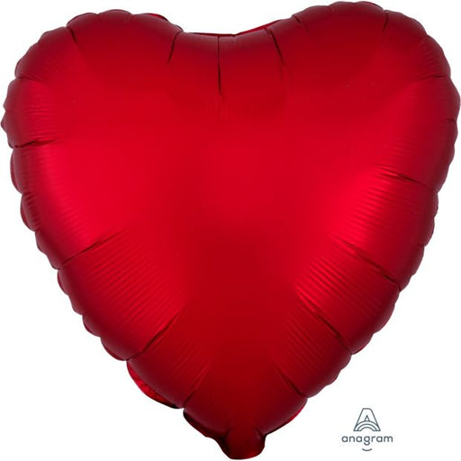 Heart Shape Foil Shimmering Matte Metallic Finish Satin Luxe Sangria 45cm