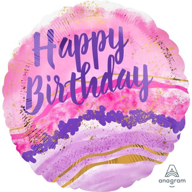 Foil 18" Happy Birthday Watercolour Marble