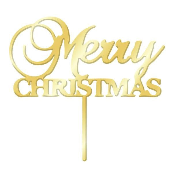 MERRY CHRISTMAS GOLD MIRROR ACRYLIC CAKE TOPPER