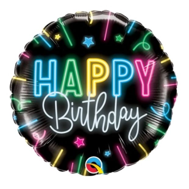 Happy Birthday Neon Glow 18” Foil Balloon