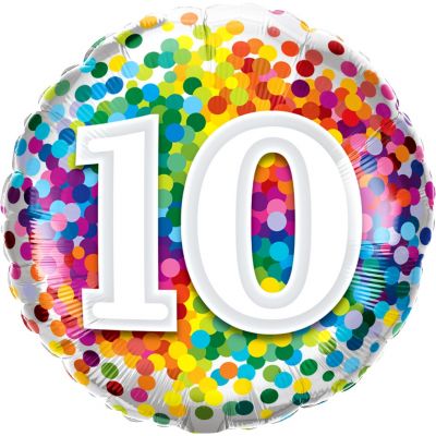 Rainbow Confetti 10th Birthday Foil Balloon 46 cm