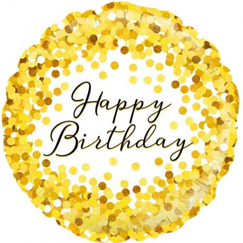 Happy Birthday 18'' Gold Sparkle Foil Balloon