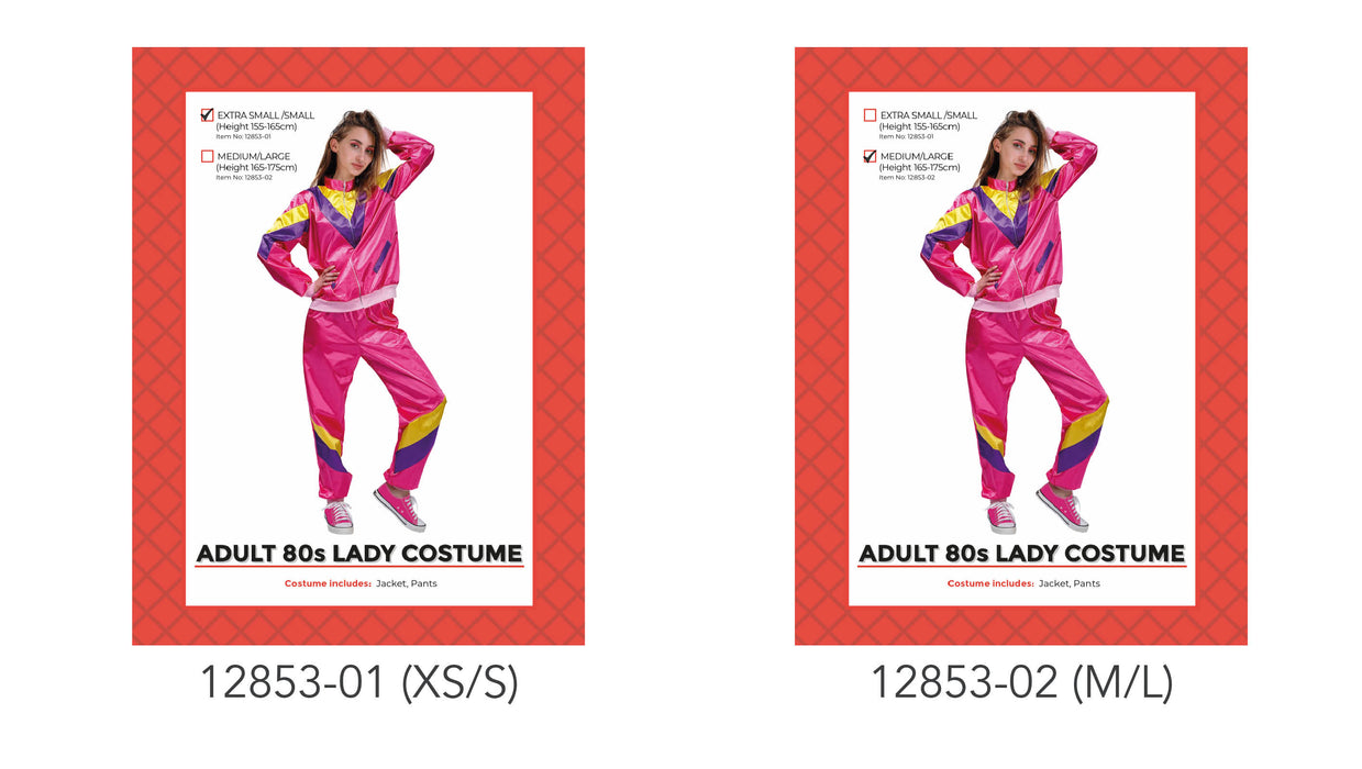 Adult Female 80's Track Suit Costume- Pink