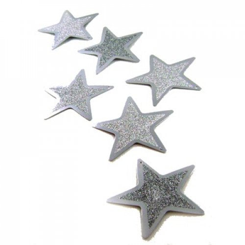 Stars 4" Glitter Silver