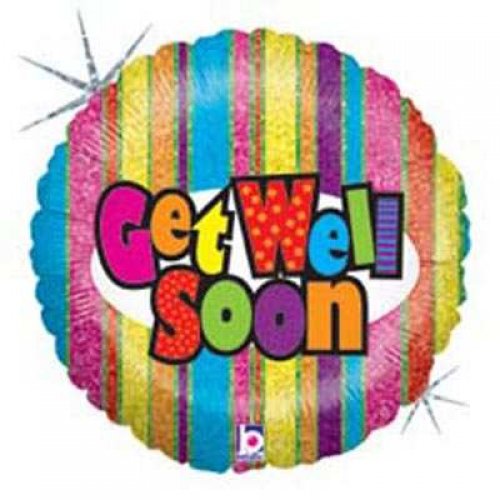 Foil Balloon 18” Get Well Stripes