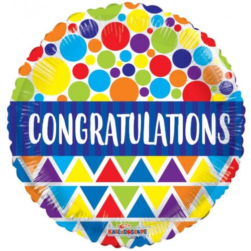 Congratulations Dots & Triangles Foil Balloon 46cm