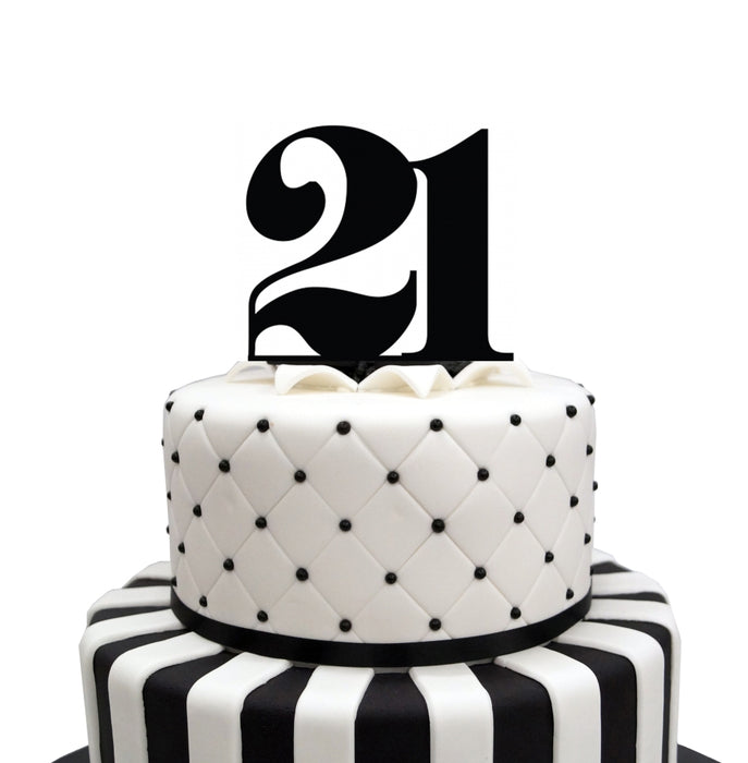 Number 21 Black Acrylic  Cake Topper