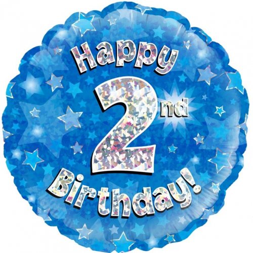 Blue Foil Holographic Happy Birthday 46cm Assorted Ages