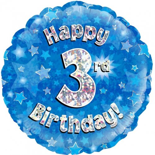 Blue Foil Holographic Happy Birthday 46cm Assorted Ages