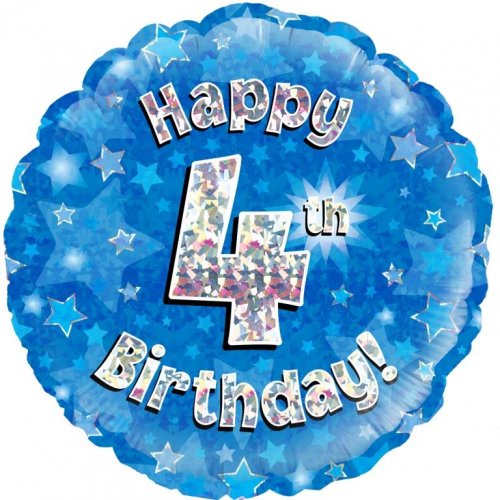 Blue Foil Holographic Happy Birthday 46cm Assorted Ages