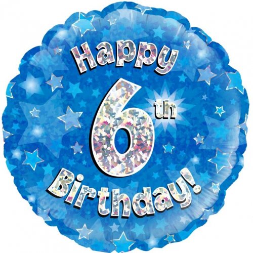 Blue Foil Holographic Happy Birthday 46cm Assorted Ages