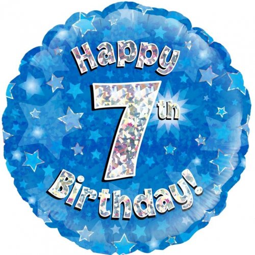 Blue Foil Holographic Happy Birthday 46cm Assorted Ages