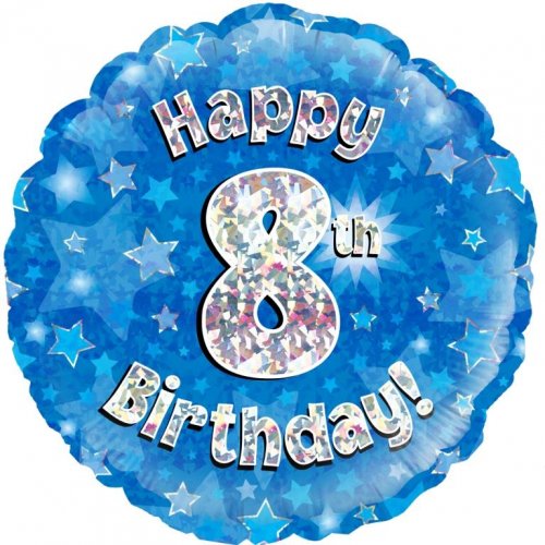 Blue Foil Holographic Happy Birthday 46cm Assorted Ages