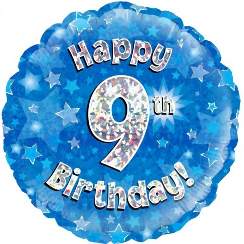 Blue Foil Holographic Happy Birthday 46cm Assorted Ages