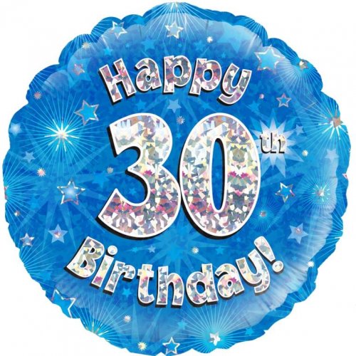 Blue Foil Holographic Happy Birthday 46cm Assorted Ages