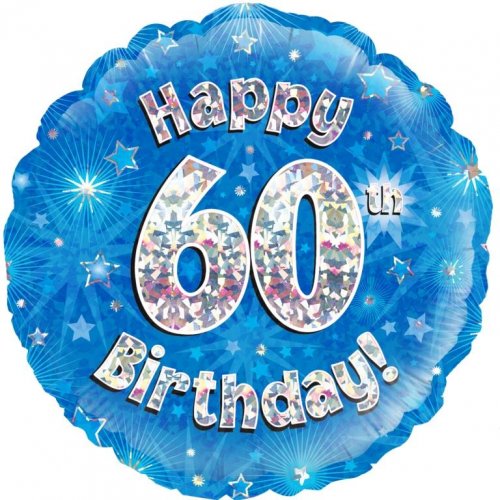 Blue Foil Holographic Happy Birthday 46cm Assorted Ages