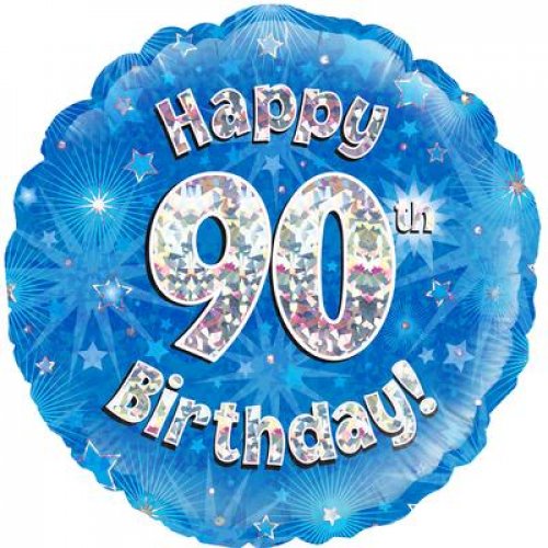 Blue Foil Holographic Happy Birthday 46cm Assorted Ages