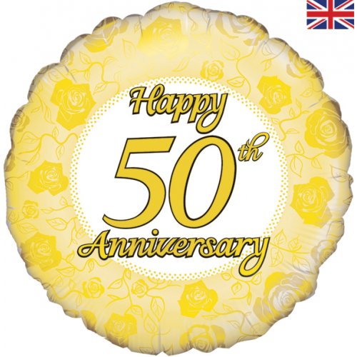 Happy 50th Anniversary Gold 45cm Balloon