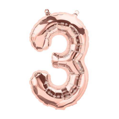 16" Rose Gold Foil Balloon Number 3