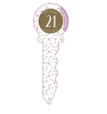 21st Birthday Key - Purple Confetti Small