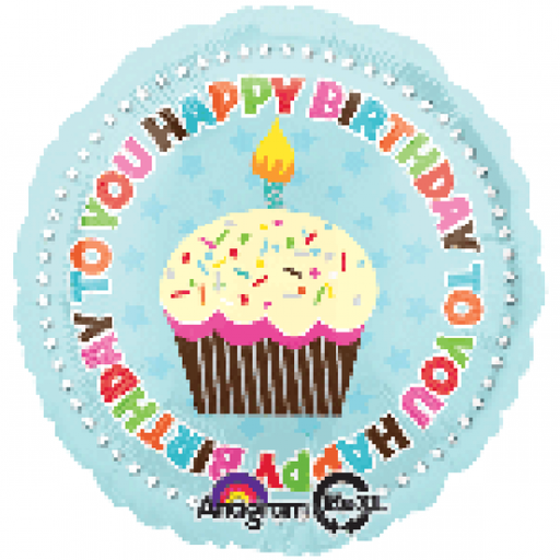 Foil 18" Happy Birthday to You Cupcake