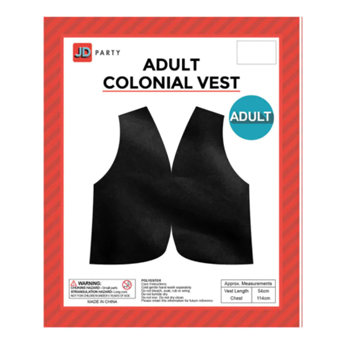 Adult Colonial Vest Black