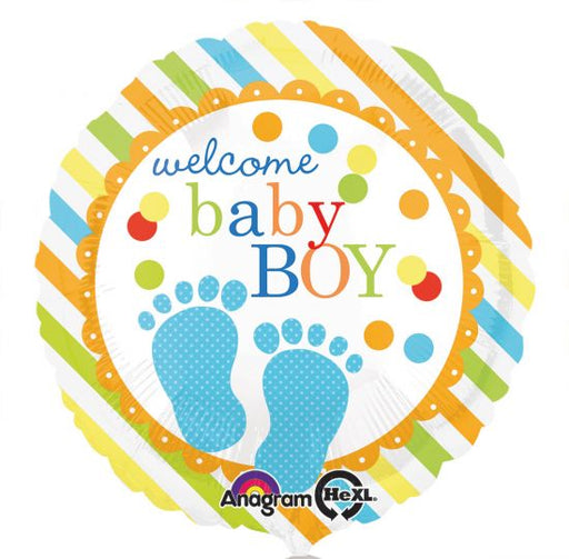 Foil 18" Welcome Baby Boy Feet