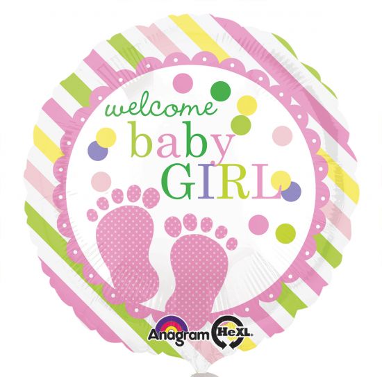 Foil 18" Welcome Baby Girl Feet