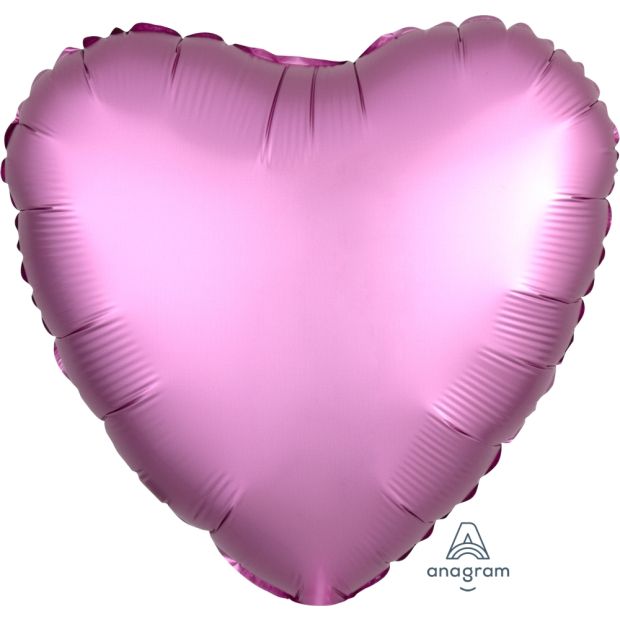 Heart Shape Foil Shimmering Matte Metallic Finish Flamingo Rose 45cm