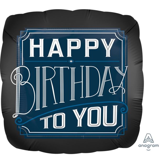 Happy Birthday  Blue Foil Balloon 18"/45cm