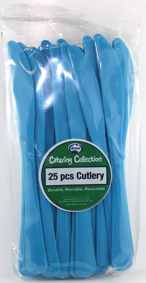 Plastic Knife 25 Pack - Azure Blue