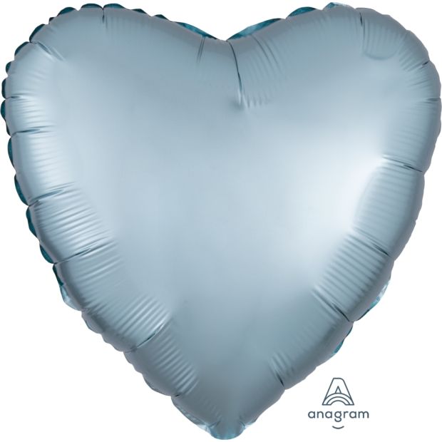 Heart Shape Foil Shimmering Matte Metallic Finish Pastel Blue  45cm