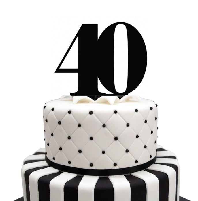 Number 40 Black Acrylic  Cake Topper