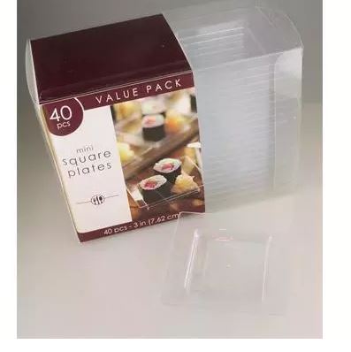 Mini Square Plate Hi Count Clear 7.5cm Pack Of 40