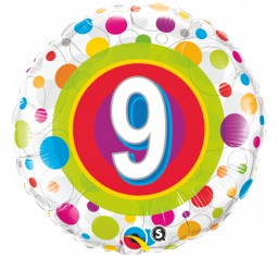 Coloured Dots 9th Birthday Foil Balloon