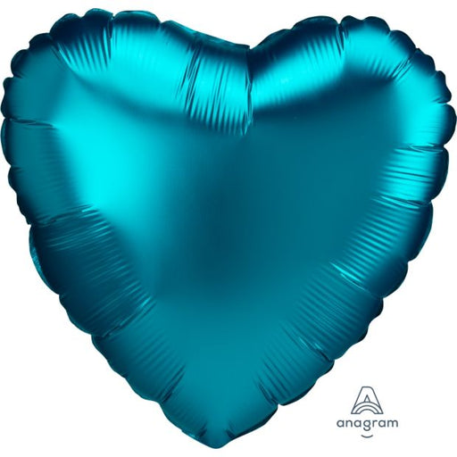 Heart Shape Foil Shimmering Matte Metallic Finish Aqua Turquose 45cm