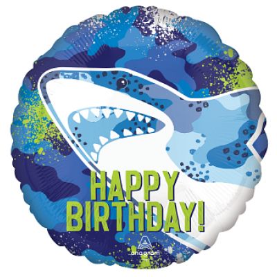 Happy Birthday Shark Foil Balloon 18" (46cm)