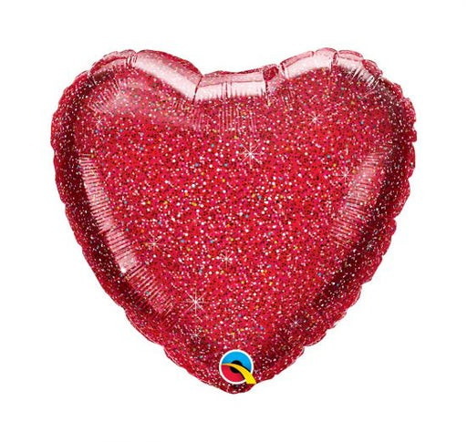 Foil Balloon  Solid Colour Heart Glittergraphic Red  45cm (18")