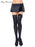 Opaque Thigh High Stockings Black with White Bow