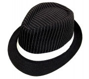 English Low Crown Striped Hat With White Band