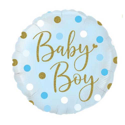 Sparkliing Baby Boy Dots Holographic Holographic 18" Foil Balloon