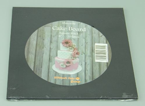 Cake Board Black 8 Inch Square  MDF 6mm Thick