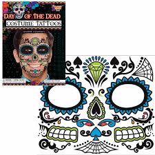 Day Of The Dead Face Tattoo Blue Set