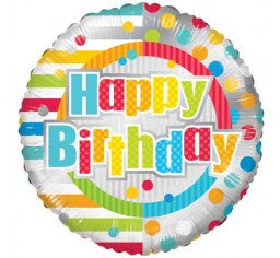 Happy Birthday Dots & Lines Foil Balloon 18"/46cm