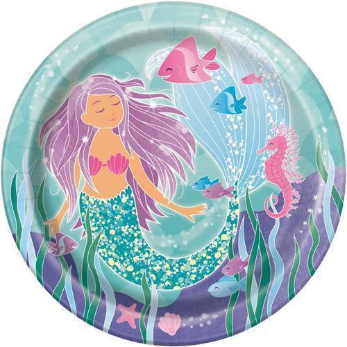 Large 8 Pack Mermaid Paper Plates