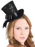 Mini Black Sequin Hat