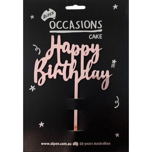 Acrylic Happy Birthday Rose Gold Cake Topper