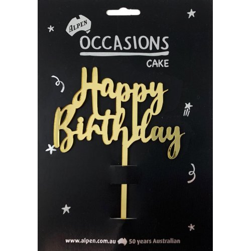 Acrylic Happy Birthday Gold Cake Topper