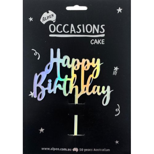 Acrylic Happy Birthday Iridescent Cake Topper